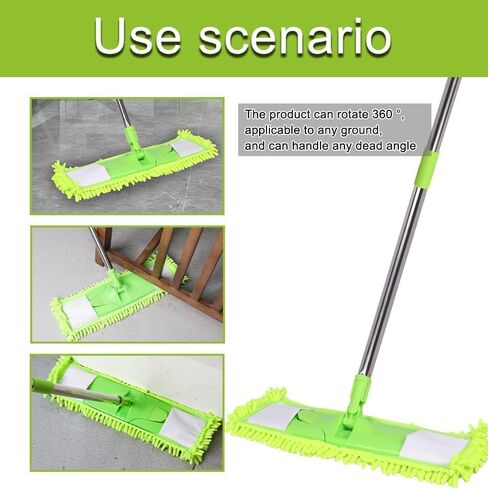 4Pcs Soft Flat Mop Refill Pads, High Absorption Cloth for Multi-Surface Floor Cleaning, 15.35-inch Board Compatible, Green in Kuwait