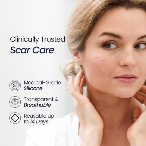 Silicone Scar Patches | Medical-Grade & Hypoallergenic Scar Care for Surgery, C Section Recovery, Keloids, Burns & Stretch Marks | 18 Pre-Cut Flexible Acne Scar Strips in Kuwait