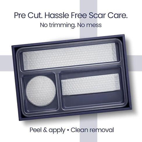 Silicone Scar Patches | Medical-Grade & Hypoallergenic Scar Care for Surgery, C Section Recovery, Keloids, Burns & Stretch Marks | 18 Pre-Cut Flexible Acne Scar Strips in Kuwait