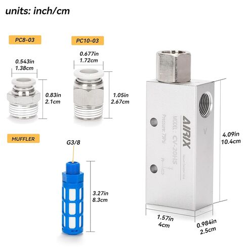 CV-20HS Vacuum Generator, Compact Pneumatic Ejector with Bonus Silencer Filter & 3/8" G Fittings, High-Efficiency Vacuum for Pick-and-Place, Packaging, CNC & Automation in Saudi Arabia