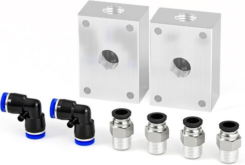 TAILONZ PNEUMATIC 1/4"NPT Push-in Connection Shunt Push to Connect Fittings Manifold Block Assembly Pneumatic Kits with 1/4"OD x 1/4"NPT Straight Connector and 1/4"OD Elbow Connector (Pack of 8) in Saudi Arabia