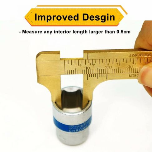 100mm (3.94in) Easy Sliding Gauge Brass Vernier Caliper Ruler Measuring Tool Double Scales mm/inch Mini Brass Pocket Ruler in Saudi Arabia