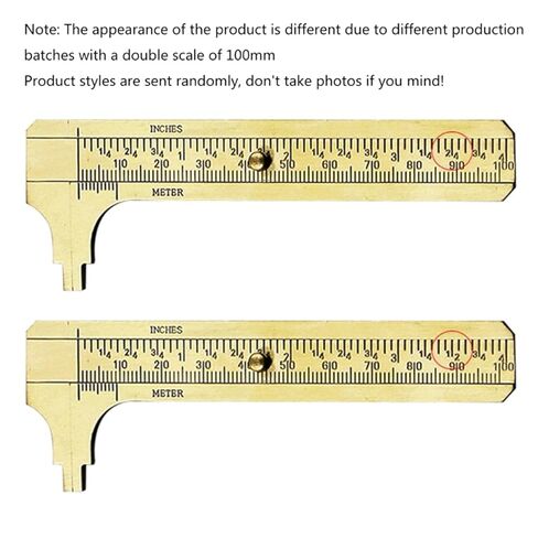 100mm (3.94in) Easy Sliding Gauge Brass Vernier Caliper Ruler Measuring Tool Double Scales mm/inch Mini Brass Pocket Ruler in Saudi Arabia