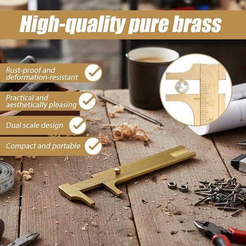 80mm/3.15" Brass Caliper Measuring Tool Bead Caliper Jewelry Calipers Mini Jewelry Measuring Tool Pocket Vernier Calipers Ruler Pocket Sliding Gauge for Diameter Rings Bead in Saudi Arabia