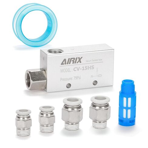 CV-20HS Vacuum Generator, Compact Pneumatic Ejector with Bonus Silencer Filter & 3/8" G Fittings, High-Efficiency Vacuum for Pick-and-Place, Packaging, CNC & Automation in Saudi Arabia