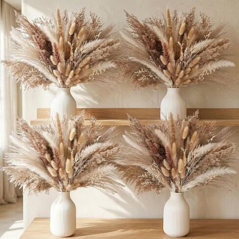 Johouse 450pcs Decord Pampas Grass Decord ، Boho Wedding Pampas Grass Bunny Tails Plants Farmhouse Decoration in Saudi Arabia
