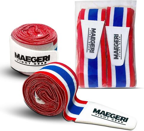 Muay Thai Hand Wraps 180 Inch – Thai Flag Elastic Boxing Hand Wraps for Muay Thai, Kickboxing & MMA – Muay Thai Wrist Wraps for Men & Women – Professional Training Equipment in Kuwait