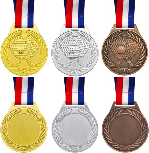Donrime Pickleball Medals - 2.56 Inch Gold Silver Bronze Metal Pickle Ball Medal with V Neck Ribbons for Kids Adults Trophy Award Prize Gift in Kuwait
