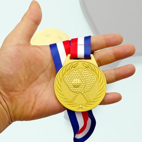 Donrime Pickleball Medals - 2.56 Inch Gold Silver Bronze Metal Pickle Ball Medal with V Neck Ribbons for Kids Adults Trophy Award Prize Gift in Kuwait