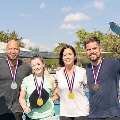 Donrime Pickleball Medals - 2.56 Inch Gold Silver Bronze Metal Pickle Ball Medal with V Neck Ribbons for Kids Adults Trophy Award Prize Gift in Kuwait