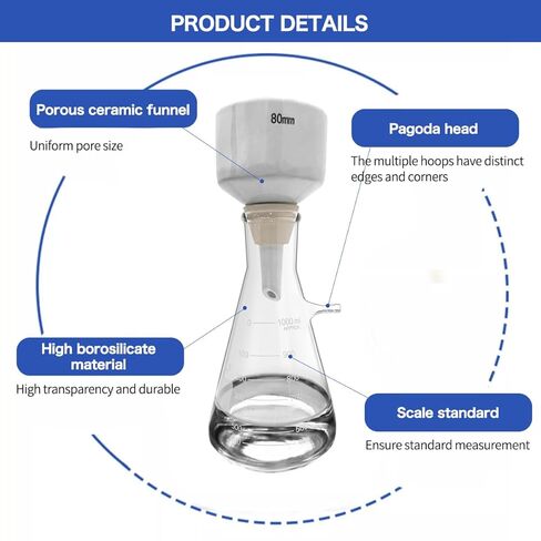 مجموعة تصفية قمع Lab Buchner مع سيراميك Buchner مقاس 80 مم ودورق مفرغ سعة 1000 مل in Kuwait