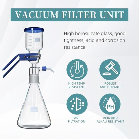 Lab Vacuum Filtration Apparatus Kit 500 mL Filtering Flask & 300 mL Glass Buchner Funnel in Kuwait