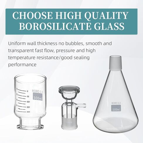 Lab Vacuum Filtration Apparatus Kit 500 mL Filtering Flask & 300 mL Glass Buchner Funnel in Kuwait