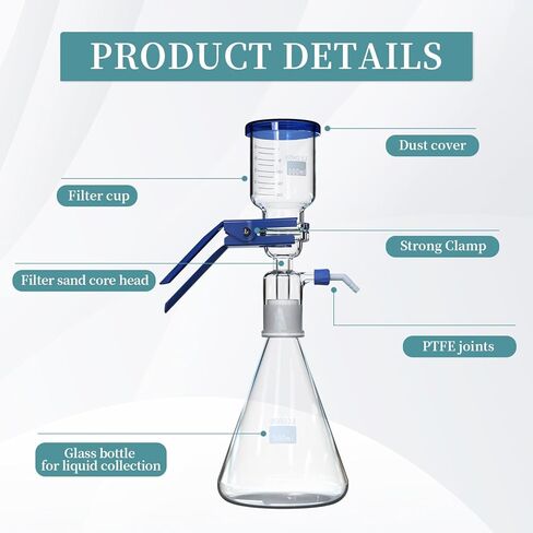 Lab Vacuum Filtration Apparatus Kit 500 mL Filtering Flask & 300 mL Glass Buchner Funnel in Kuwait