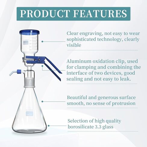 Lab Vacuum Filtration Apparatus Kit 500 mL Filtering Flask & 300 mL Glass Buchner Funnel in Kuwait