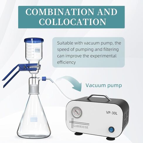Lab Vacuum Filtration Apparatus Kit 500 mL Filtering Flask & 300 mL Glass Buchner Funnel in Kuwait