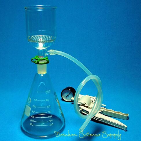 1000ml Suction Filtration Kit 250ml Pore Buchner Funnel 1L Erlenmeyer Flask with Handle Vacuum Pump in Saudi Arabia