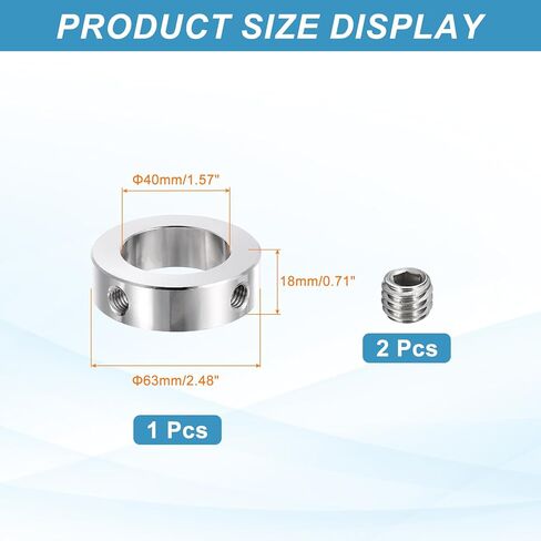 MECCANIXITY Stainless Steel Shaft Collar, 40mm(1 9/16") ID 63mm(2 15/32") OD 18mm(23/32") Thickness Double Hole Bore Shaft Locking Collars for Gearbox Assemblies, Machine Tools in Kuwait