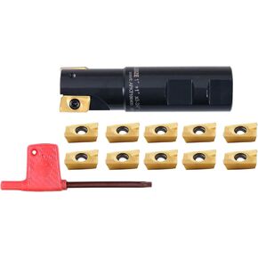 Accusize Industrial Tools 1 بوصة 90 درجة مطحنة نهاية قابلة للفهرسة بكتف مربع بالإضافة إلى 12 Apkt1604 إدراجات كربيد، 0056-0921+0056-1604 in Kuwait