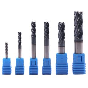 BestParts High Performance 6Pcs Solid Carbide End Mills Set 1/8", 3/16", 1/4", 5/16", 3/8", 1/2" - AlTiN Coated, 4 Flute, 30 Degree Helix, End Mill Bit Set, CNC Router Bit