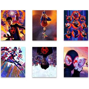 Spider-Man: Across the Spider-Verse (2023) Posters - Miles Morales Gwen Stacy Set of 6 Promo Art Wall Decor Prints (8x10) set1