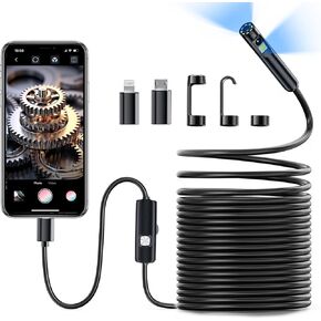 32.8FT Endoscope Camera with Light, 1920P HD Portable Borescope Camera with Light, IP67 Waterproof Inspection Camera for Android,iPhone, iPad in Kuwait