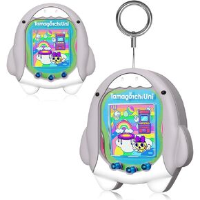 Silicone Case Compatible with Tamagotchi Uni Case, Cute Cartoon Grey Shark Virtual Pet Game Machine Protector Cover for Tamagotchi Uni Accessories with Ring Lanyard (Grey Shark)