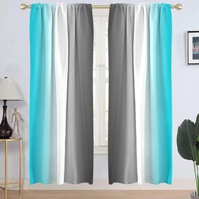 AAtter Yellow and Grey Window Curtains for Kitchen Gray Black White Ombre Art Boys Girls Men Small Short Home Living Room Bedroom Bathroom Drapes Treatment Tiers Fabric 1 Pair, 27.5" W x 39" L, Modern