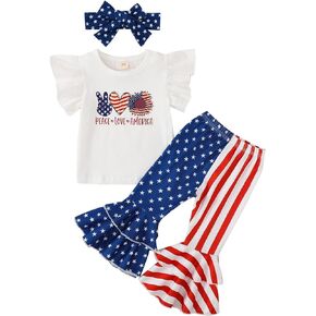 Girls 4th of July Independence Day Toddler Kids Outfit Pants Clothing Sets