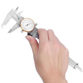 Dial Indicator Caliper 0-6"/150mm Metric Standard mm, Stainless Steel Dial Caliper, Shockproof Measuring Micrometer, Head Lockable 0.02mm Accuracy