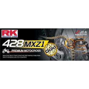 RK Racing Chain GB428MXZ1-124 Gold 124 Link Heavy Duty Racing Chain with Connecting Link