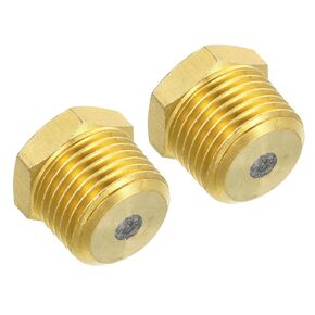 PATIKIL 1/2" BSPT Brass Fuse Plug, 2 Pack Brass Fusible Melt Plug 265 Celsius Degree for HVAC Refrigeration System, Brass Tone