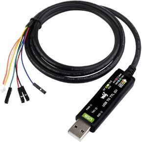 waveshare Industrial USB to TTL Serial Adapter Cable, USB to TTL (D) Converter Onboard FT232RNL Chip Suitable for Raspberry Pi 5 Serial Port Debugging,3.3V/5V Voltage Level Switching