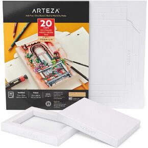 Arteza Mixed Media Paper Foldable Canvas Pad, 5x6.6 Inches, 20 Sheets, DIY Frame, Heavyweight Multimedia Paper, 228 lb, 370 GSM, Acid-Free, Art Supplies for Painting & Mixed Media Art