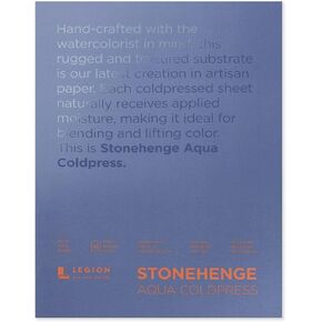 كتلة ألوان مائية من ليجون ستونهنج أكوا، 140 ضغط بارد، 9 × 12 بوصة، 15 ورقة، أبيض in Kuwait