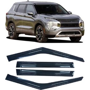 4 Pieces Tape-on Extra Durable Rain Guards Fit for 2022 2023 Mitsubishi Outlander,Window Deflectors,Window Visors (Smoke Black)