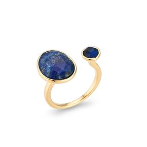 Elegant 14K Gold-Plated Statement Ring with Navy Blue Simulated Lapis Lazuli - Hypoallergenic & Lightweight, Dainty & Simple for Daily Wear - Minimalist Jewelry by MJLULU