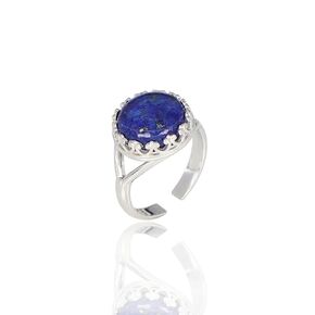 Melian Lapis Lazuli Stone Ring, 925 Sterling Silver Ring, Statement Ring for Women - Girls, Natural Oval Shape Gemstone Ring, Christmast Gifts, Gift for Her, Adjustable Size Handmade Ring