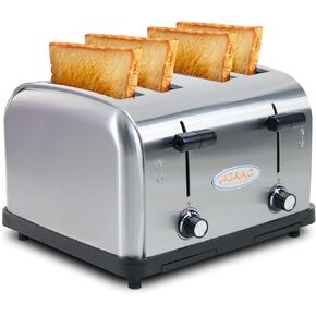 Hakka Toaster 4 Slice, Heavy-Duty Stainless Steel Toaster Commercial Toaster with Extra Wide Slots with Auto Shut-off/Cancel Button & Removable Crumb Tray, 1800W/120V