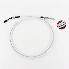 POWERJAMES White Silver Pearl Chrome Stainless Steel Bradied 75" 190cm Hydraulic Clutch Cable Line with Hose Adapter Fits Harley Davidson Touring 2017-later