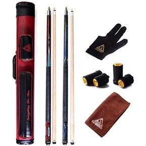 CUESOUL House Bar Pool Cue Sticks,Two Cue Sticks + 2x2 Pool Cue Case Hard