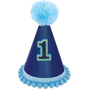 Deluxe Blue"1st" Birthday Boy Cone Hat - 8.25" x 6.25" (1 Pc.) - Stylish & Eye-Catching Party Accessory - Perfect for Your Little One's Big Day