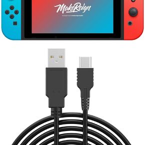 RONVEI Charger Cable, Charging Cable for PS4 and PS5 Controller, Xbox Series, Switch Controller and Playstation Accessories, Both Micro and USB-c Ports 10FT Black