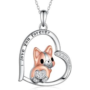 Corgi Necklace 925 Sterling Silver Corgi Dog Necklace Cute Corgi Jewelry Corgi Gifts for Corgi Lovers