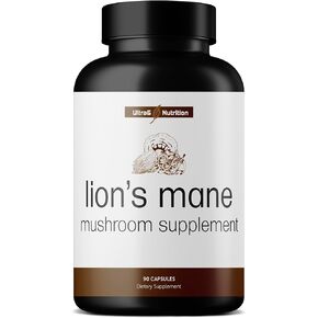 Lions Mane Supplement Capsules - Lions Mane, Reishi, and Cordyceps - Immune Health & Cognitive Supplement - Mushrooms & Lion's Mane Mushroom Supplement for Adults - 90 Veggie Capsules