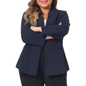 Agnes Orinda Plus Size Business Suit Blazer for Women Office Work Button Long Sleeve Black Blazers Jackets