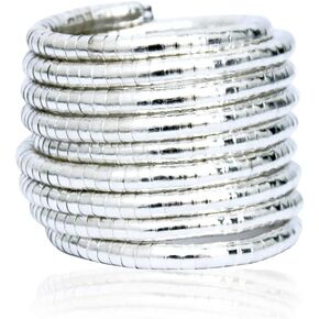 JD'Z COLLECTION Gold Bracelets For Women Golden Silver Spiral Hoop Cuff Bracelet Bangle for Girls and Women Boho Style Handmade Gifts For Women