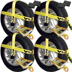 VULCAN Car Tie Down with Snap Hook - Adjustable Loop - 4 Pack - PROSeries - 3,300 Pound Safe Working Load