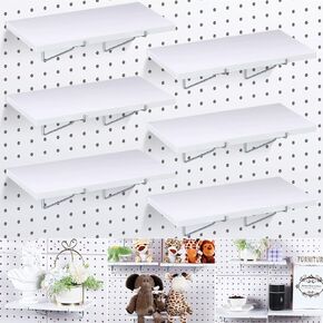 6 مجموعات كبيرة من مجموعة أرفف Pegboard من أرفف Pegboard من الألواح الليفية وأقواس تخزين بيضاء مقاومة للبقع وأرفف منظم وإكسسوارات Pegboard للجدار والمنزل والمرآب والحضانة in Kuwait