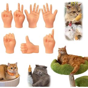 7-Pack Mini Hands for Cats, Tiny Hands for Cats,Crossed Cat Mini Hands,Small Elastic Hands for Cats,Mini Human Hands for Cats,Tiny Folded Hands for Cat Paws, Mini Crossed Cat Hands for Cats